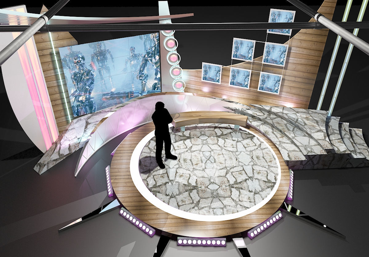 Virtual TV Studio Chat Set 11 3D model_2