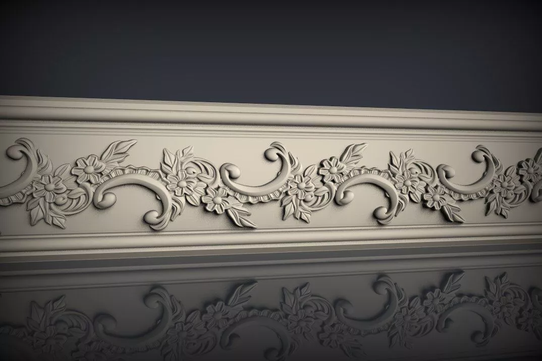 Classic Floral Scroll Border STL for CNC Wood Carving 3D model