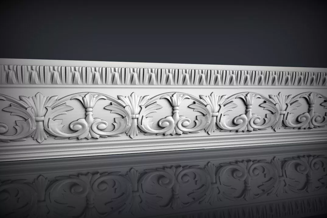 Classic Acanthus Scroll Cornice STL for CNC Wood Carving 3D model