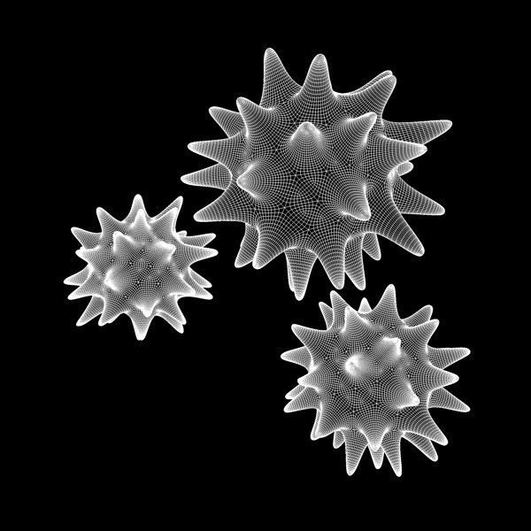 Pollen three coronaviruses 3D model_1