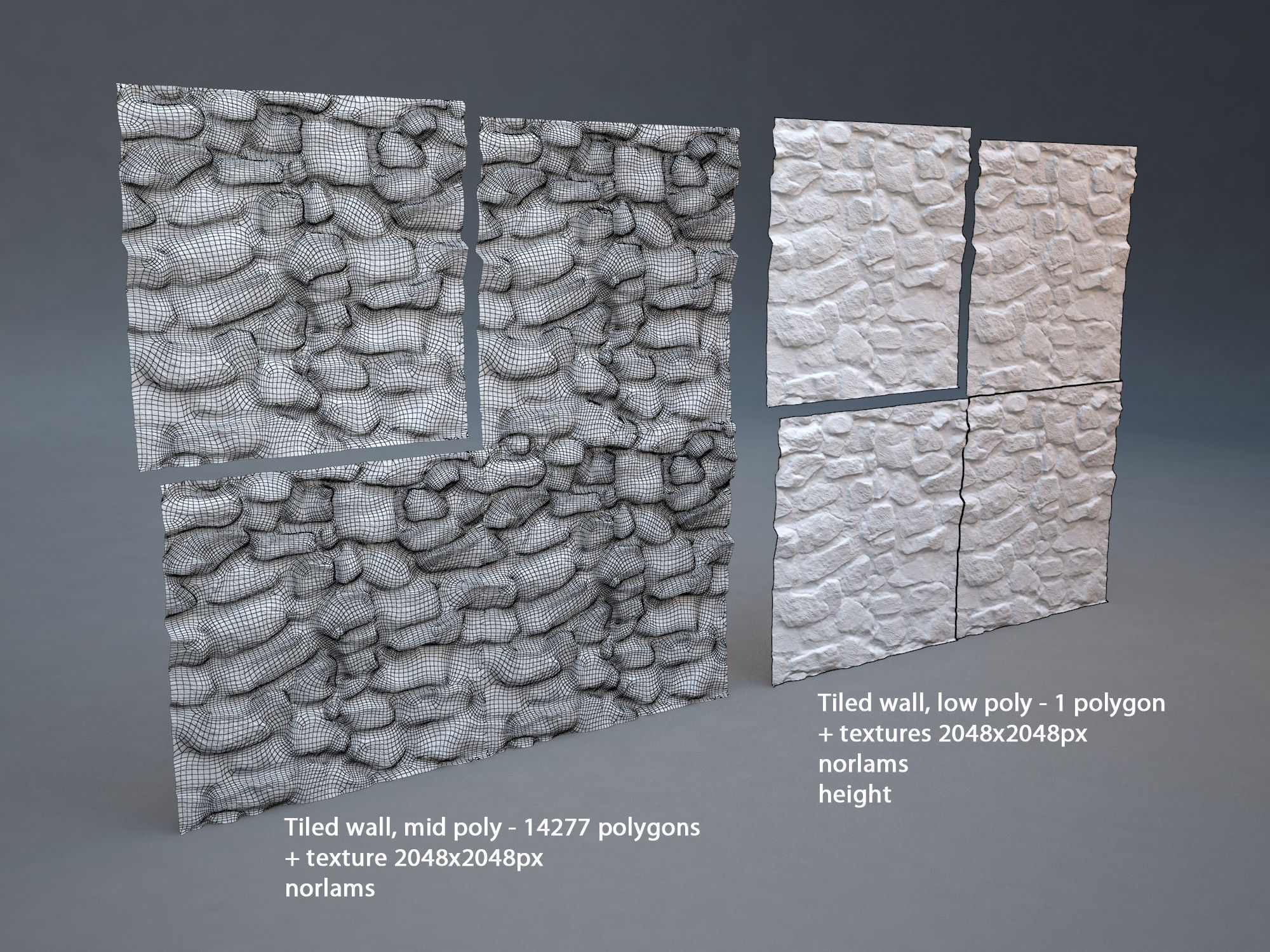 Stone wall 001 tiled Free low-poly 3D model_1