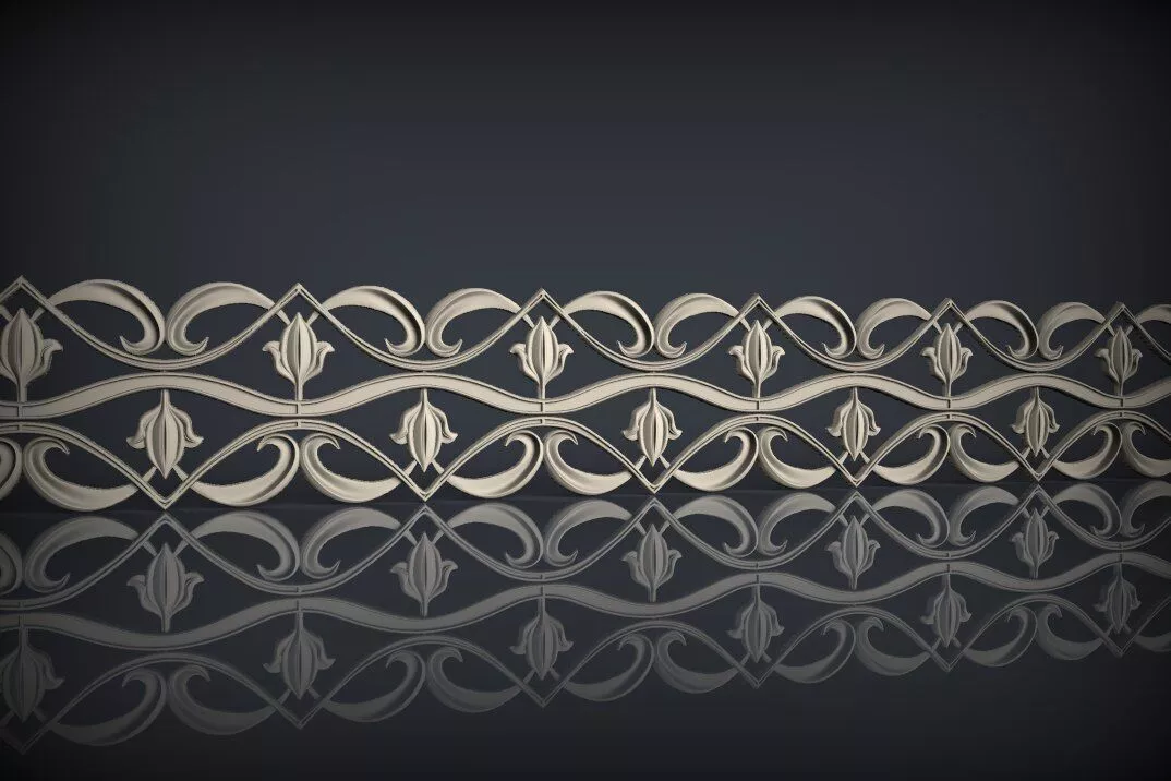 Geometric Acanthus Scroll Border STL for CNC Wood Carving 3D model