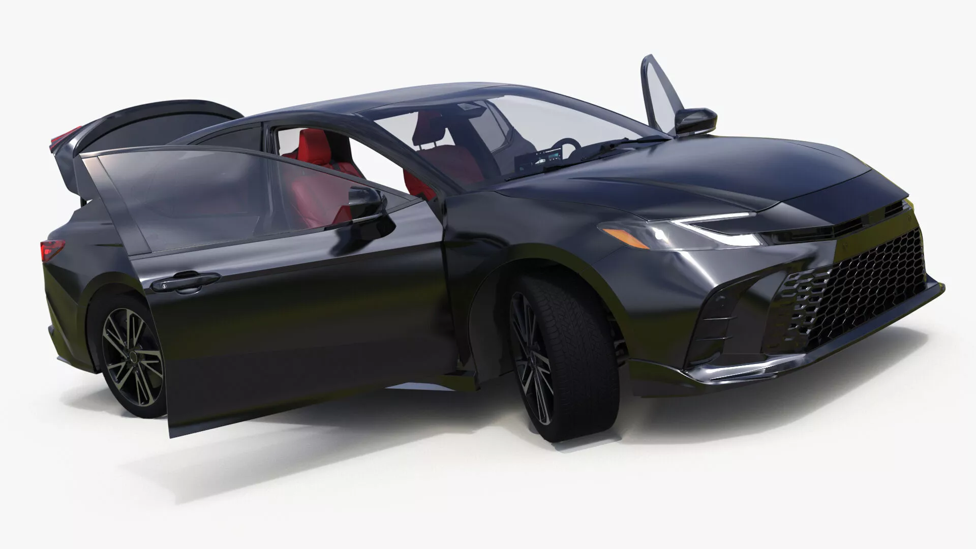 Refined Mid Size Car Black Rigged 3D model