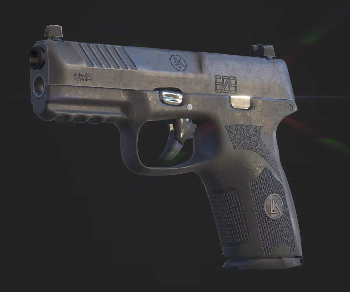 Pistol - LK 609 9x19mm Low-poly 3D model