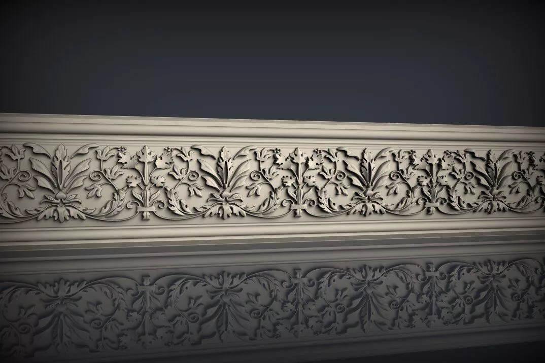 Classic Acanthus Leaf Scroll Cornice STL for CNC Wood Carving 3D model