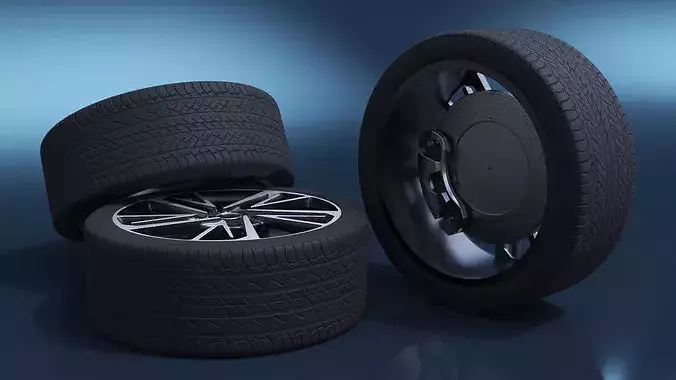 Alloy Wheel with Tires 3D model 4