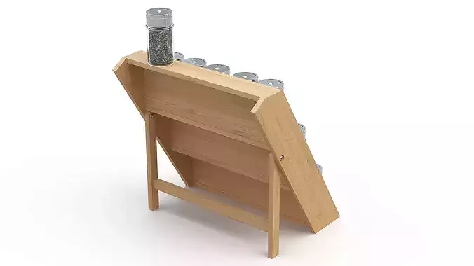Wooden Spice Rack with Jars 3D model 7
