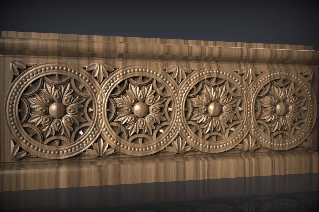 Classic Rosette Medallion Cornice STL for CNC Wood Carving 3D model