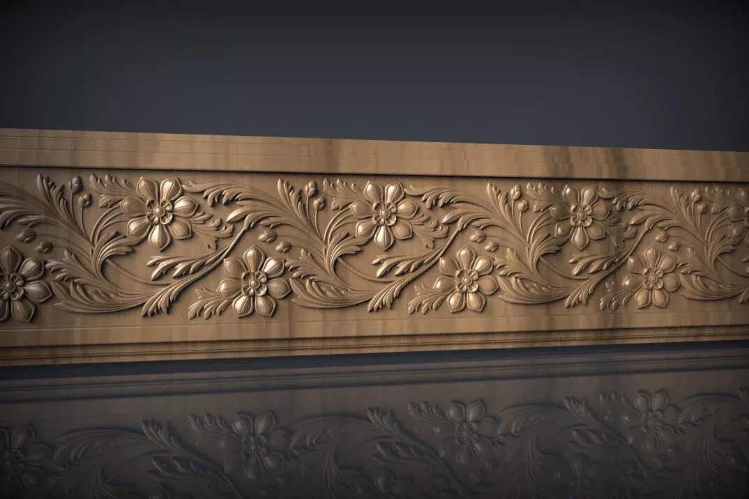 Classic Floral Leaf Border STL for CNC Wood Carving 3D model