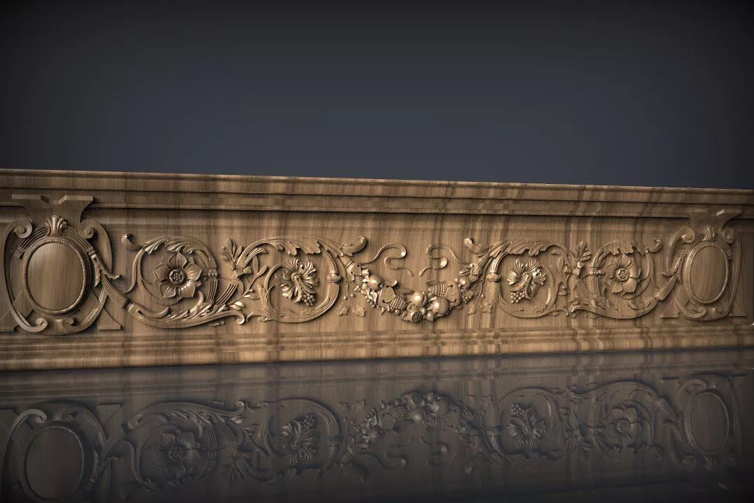 Luxury Renaissance Floral Grape Cornice STL for CNC Wood Carving 3D model