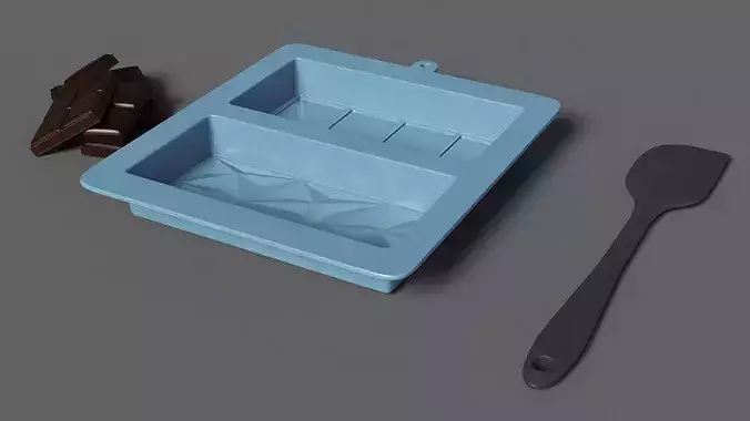 Chocolate Bar Mold with Spatula 3D model 5