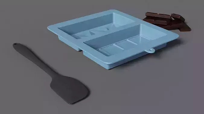 Chocolate Bar Mold with Spatula 3D model 4