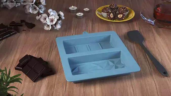 Chocolate Bar Mold with Spatula 3D model 2
