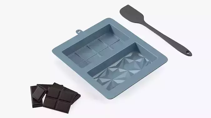Chocolate Bar Mold with Spatula 3D model