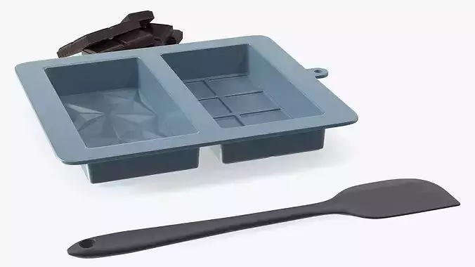 Chocolate Bar Mold with Spatula 3D model 7