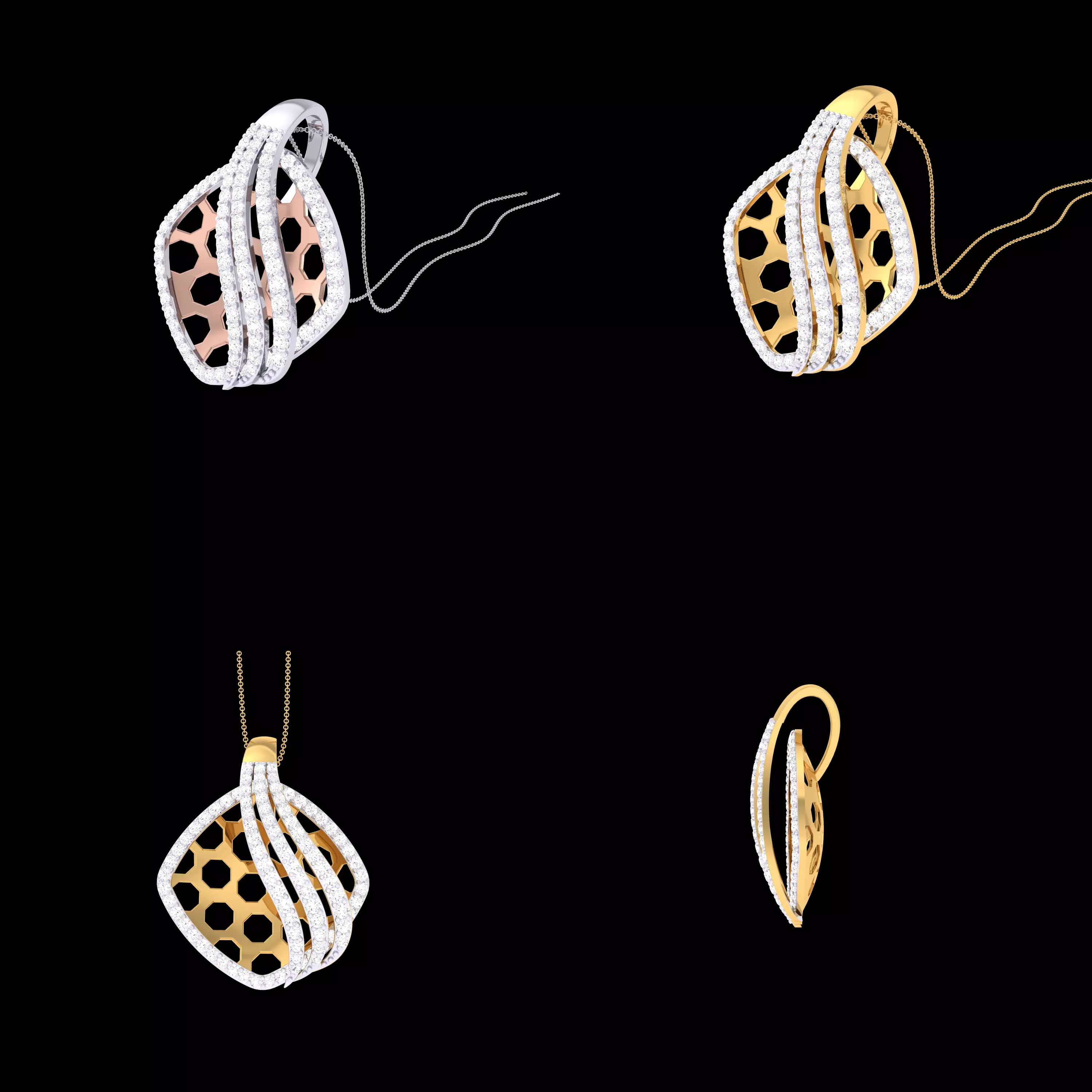 Luxury Honeycomb Diamond Pendant CAD Model STL 3DM Jewelry File 3D print model