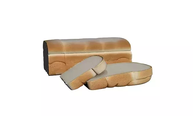 Sliced Fresh Toast Bread Loaf Asset 3D model 4