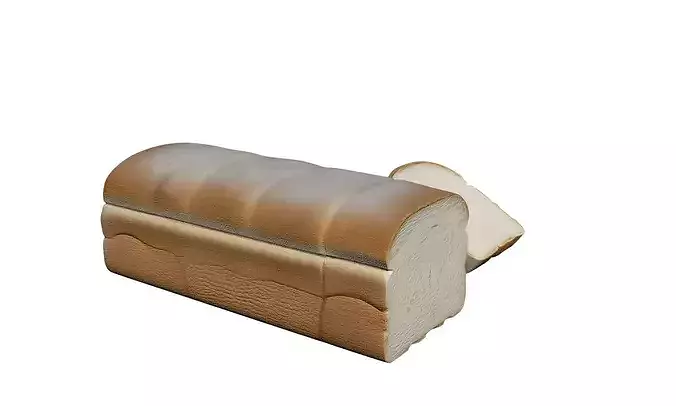 Sliced Fresh Toast Bread Loaf Asset 3D model 2