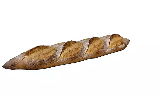 French Baguette Bread Realistic Food Asset 3D model 2