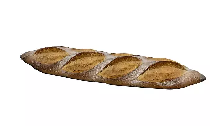 French Baguette Bread Realistic Food Asset 3D model 3