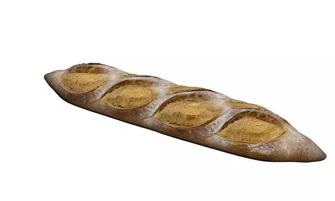 French Baguette Bread Realistic Food Asset 3D model 5
