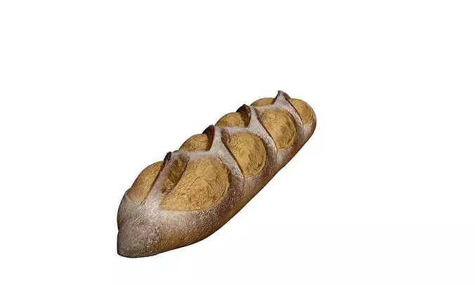French Baguette Bread Realistic Food Asset 3D model 4