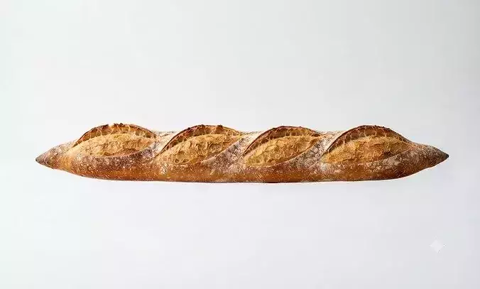 French Baguette Bread Realistic Food Asset 3D model