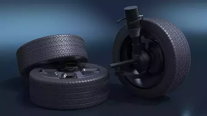 KIA Automobile Wheel and Suspension Assembly 3D model 5
