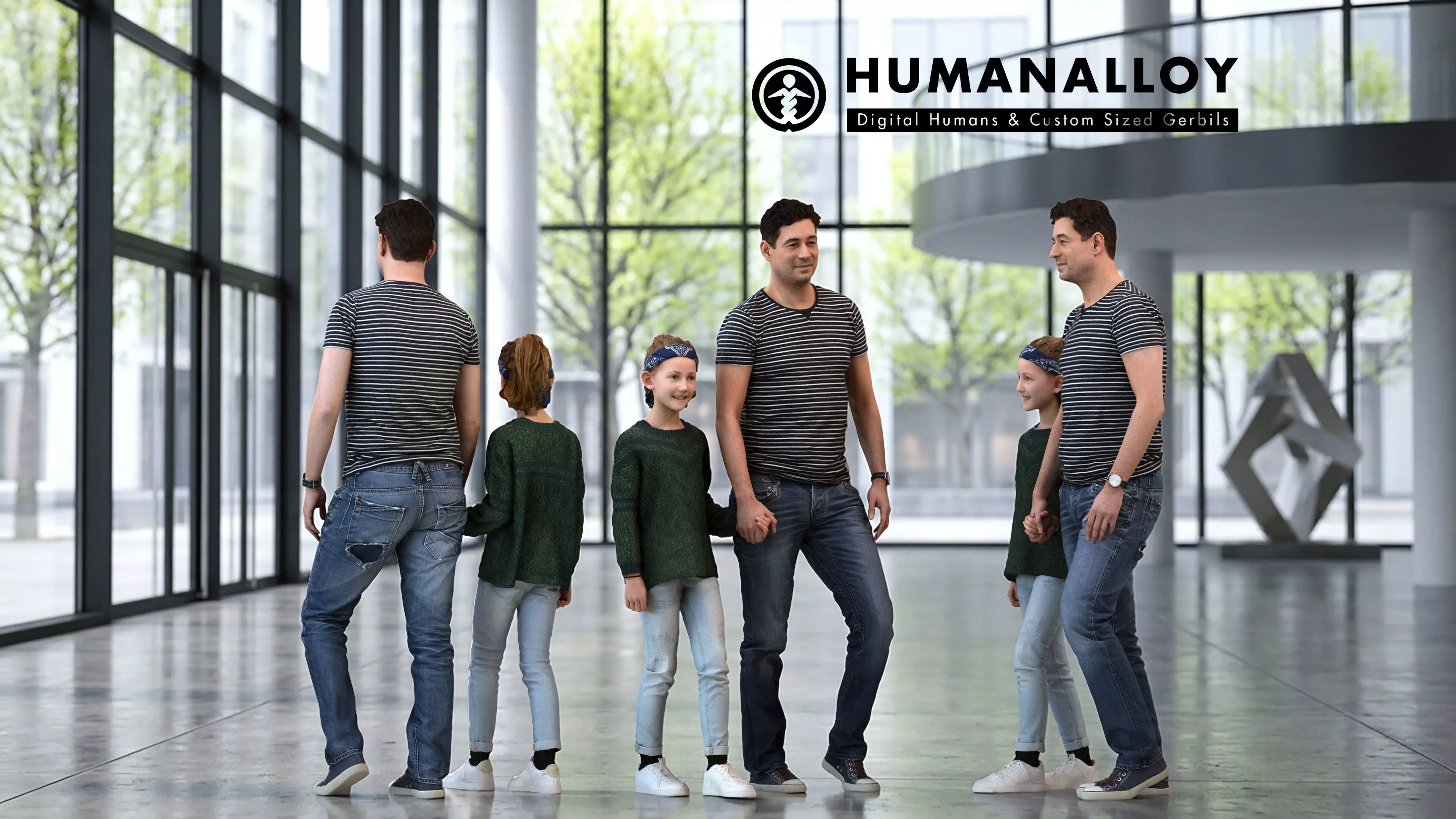 Young Caucasian woman walking casually in public wearing 3D model