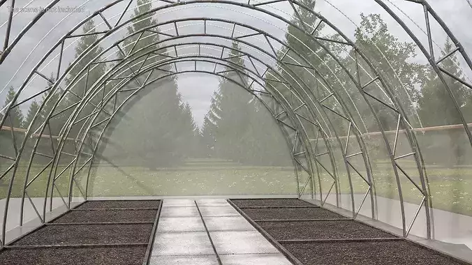 Greenhouse Long Tent 3D model 6