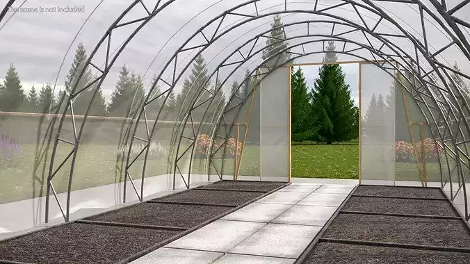 Greenhouse Long Tent 3D model 7