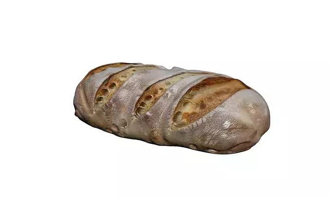Realistic Italian Ciabatta Bread Asset 3D model 3