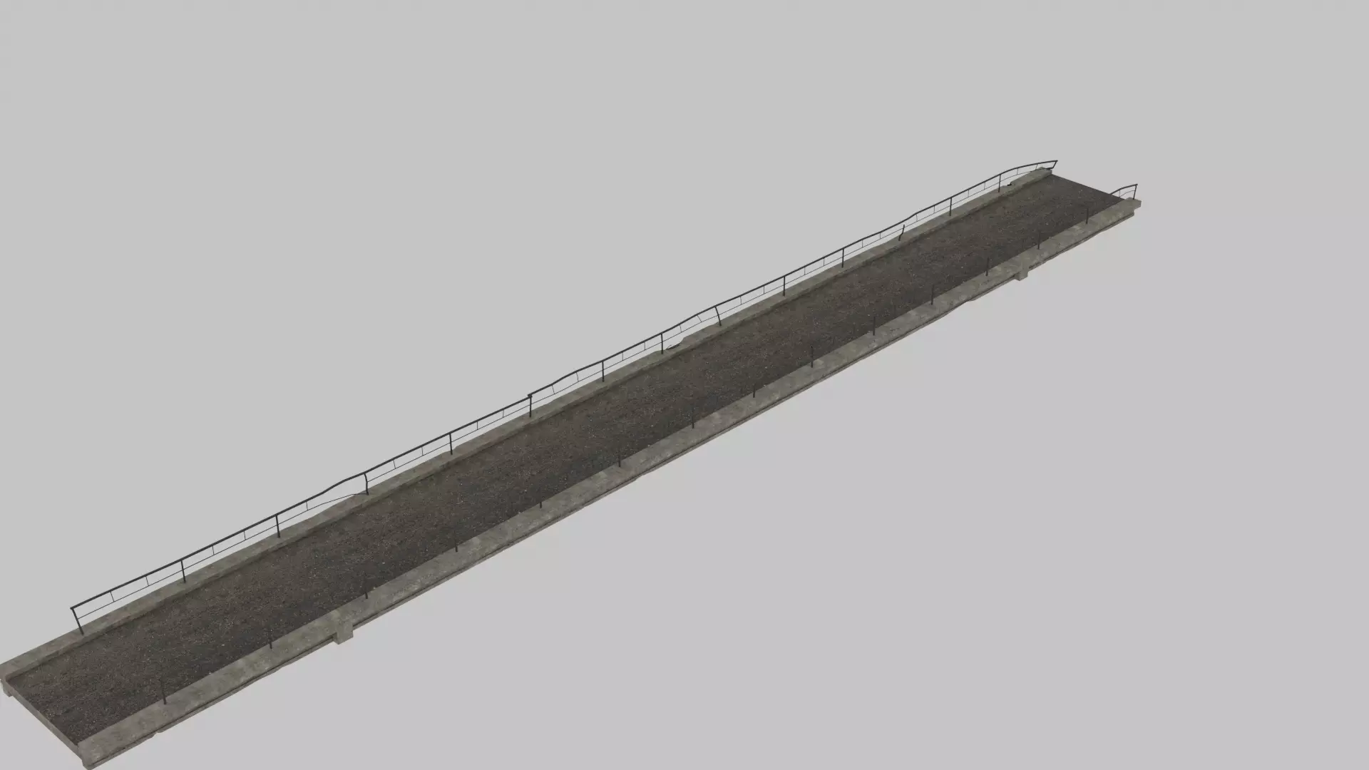 Road with Metal Railings Low-poly 3D model