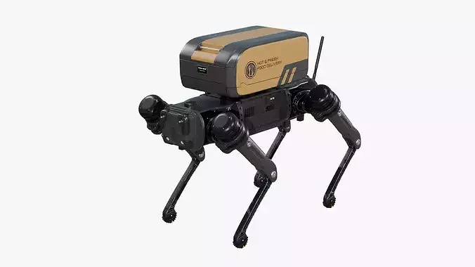 Food Delivery Robot Dog Low-poly 3D model 2