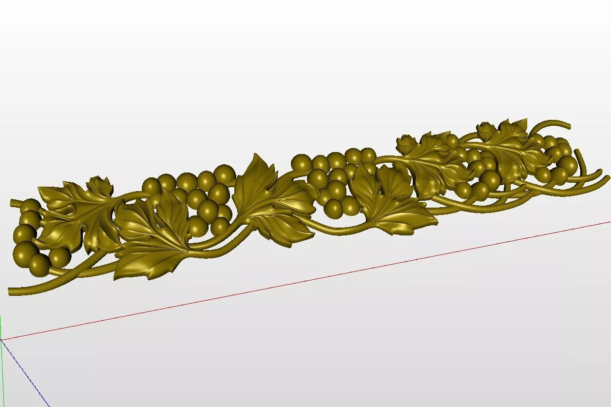Grape Vine Branch Ornament STL for CNC Wood Carving 3D model