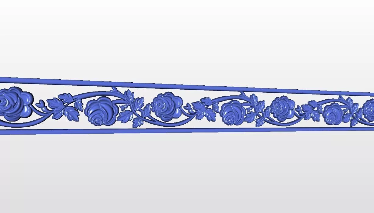Classic Rose Vine Border STL for CNC Wood Carving 3D model