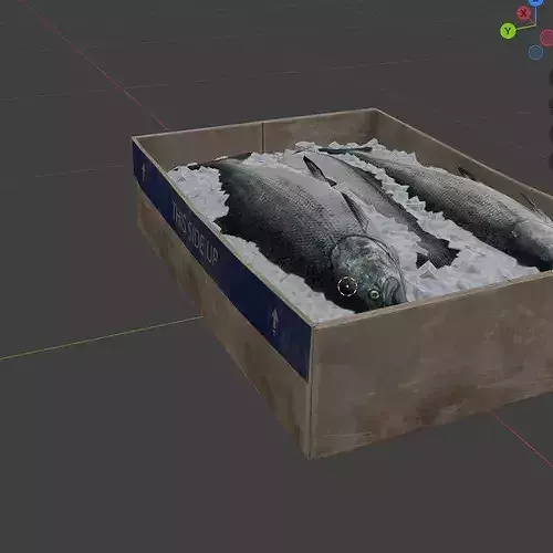 Salmon Box Low-poly 3D model 7