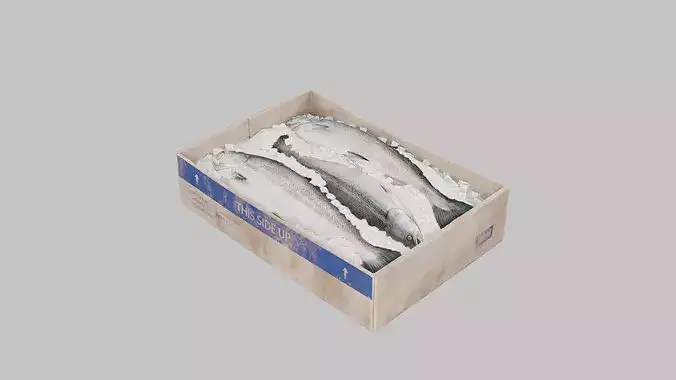 Salmon Box Low-poly 3D model
