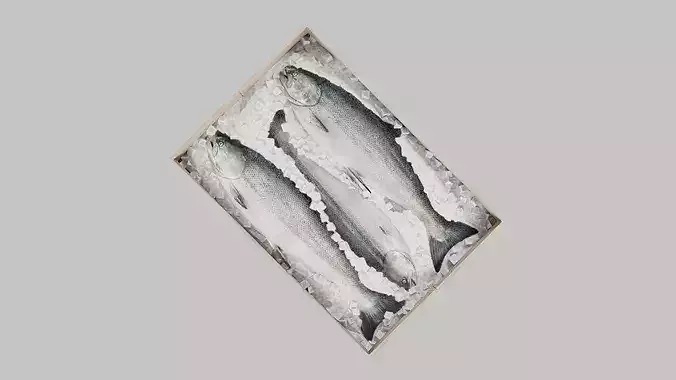 Salmon Box Low-poly 3D model 5