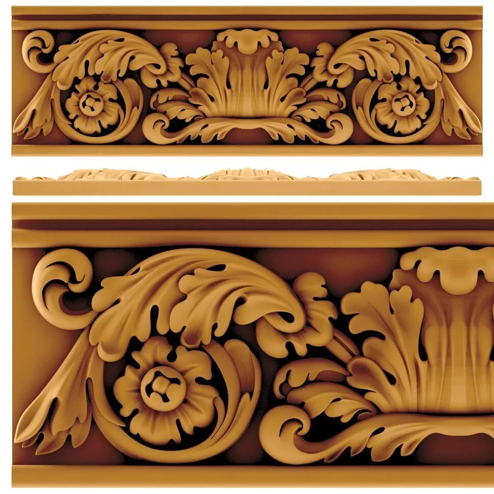 Luxury Baroque Acanthus Floral Border STL for CNC Wood Carving 3D model