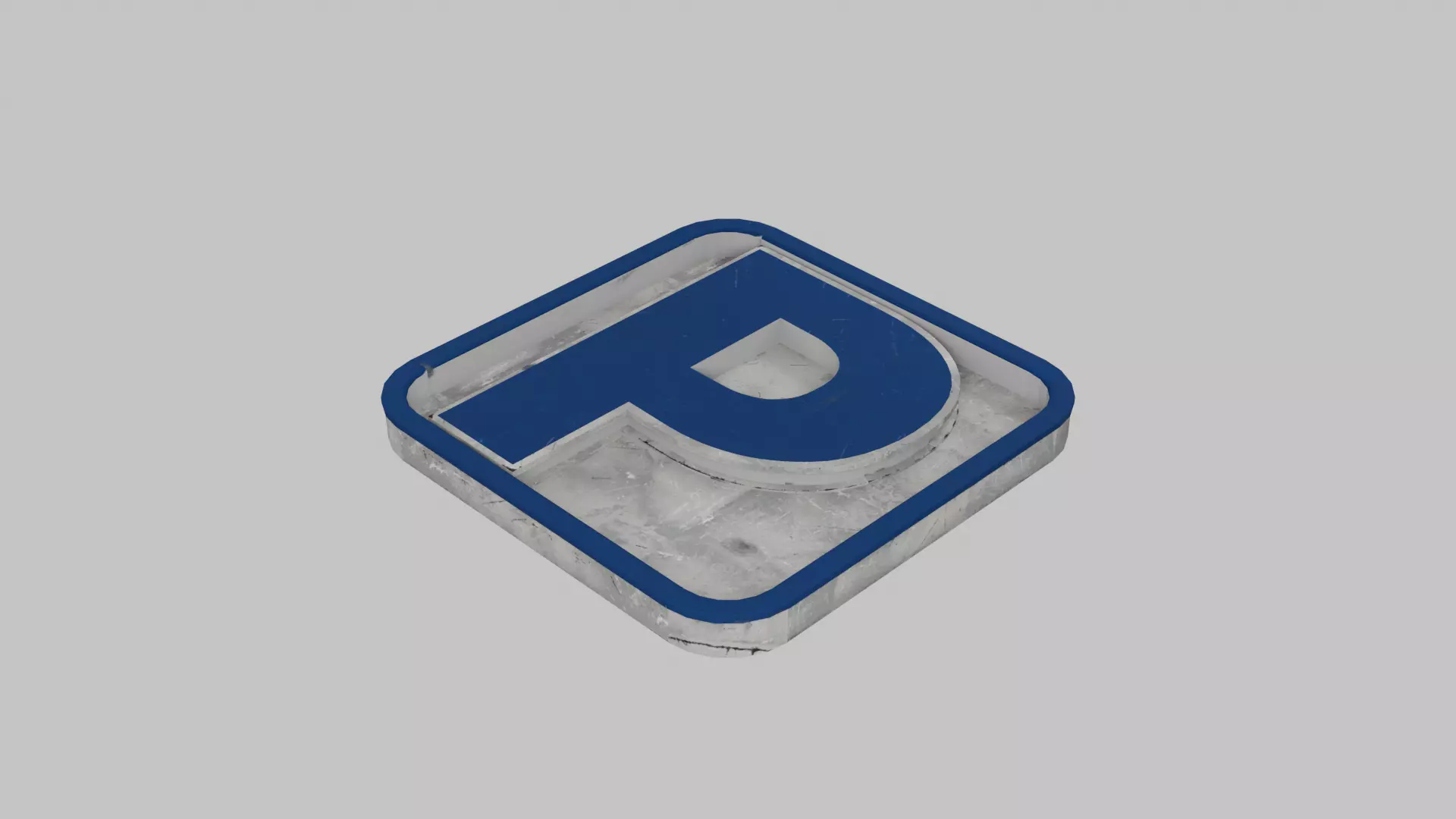 Concrete Parking Lot Sign Plinth Low-poly 3D model