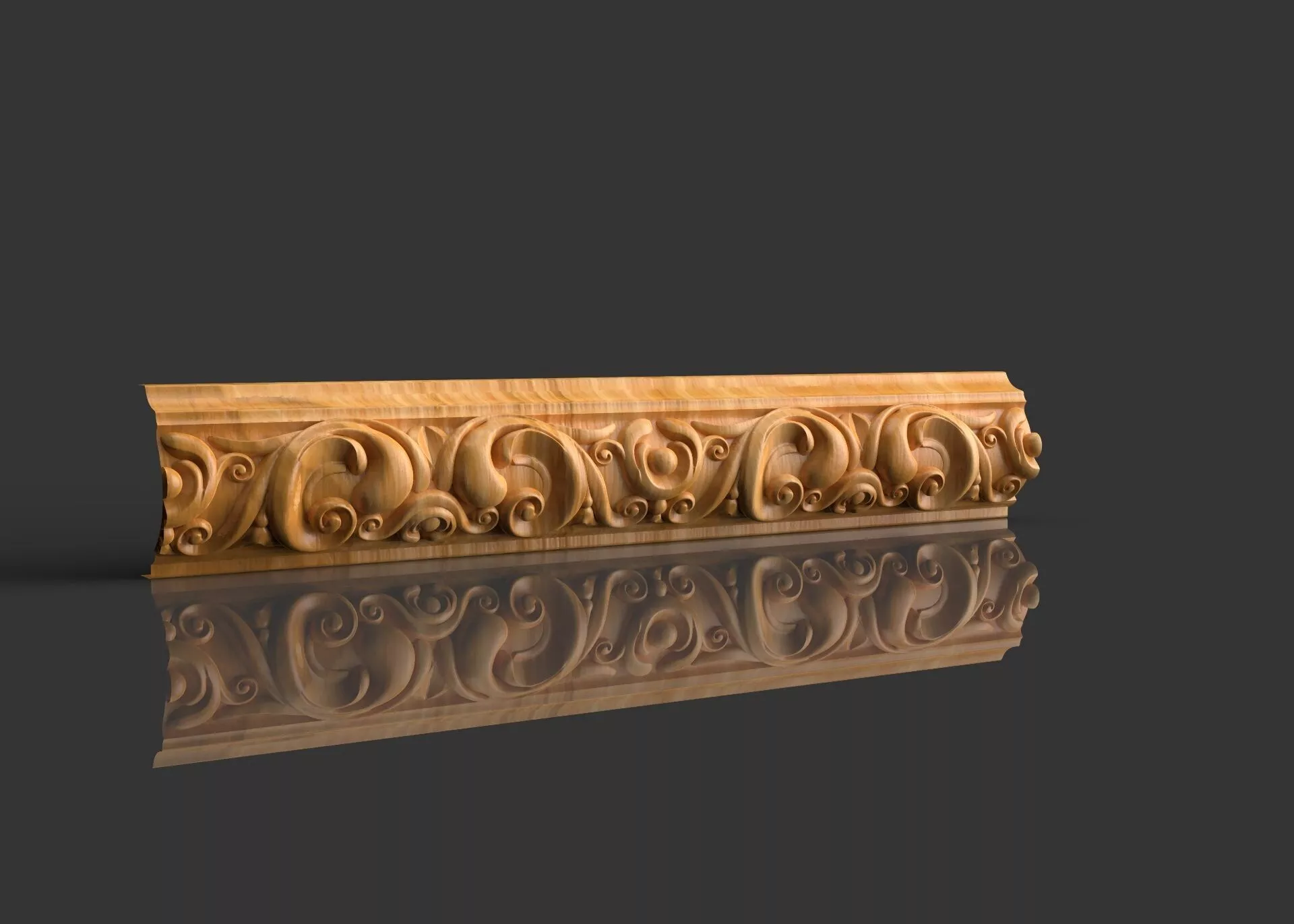 Luxury Baroque Scroll Cornice STL for CNC Wood Carving 3D model