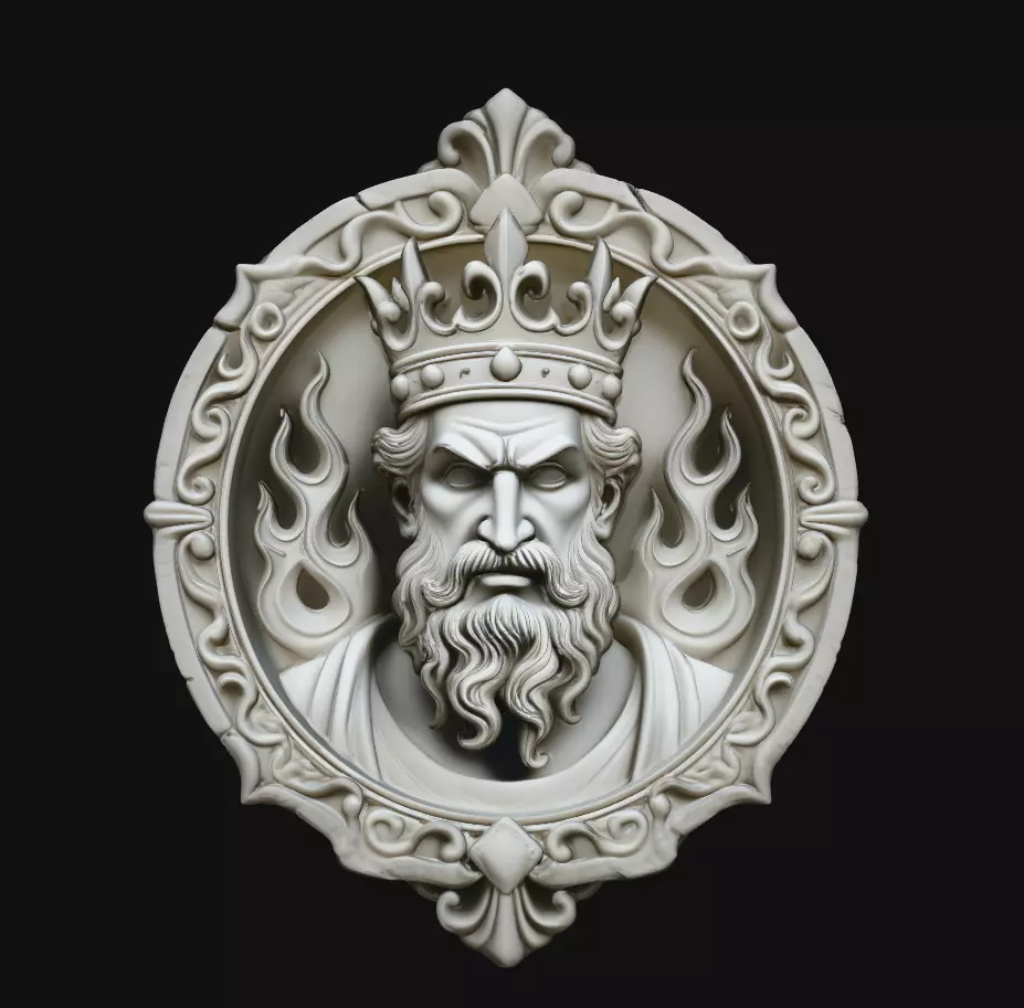 Crowned Zeus Fire Round Pendant 3D Print Model 3D print model