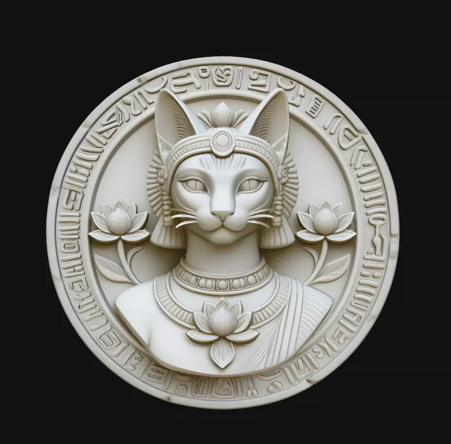 Bastet Cat Lotus Egyptian Pendant 3D Print Model 3D print model