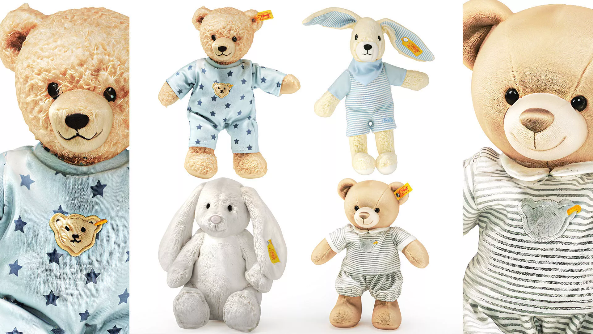 Soft plush children toys pajamas teddy bear bunny rabbit decor 3D model