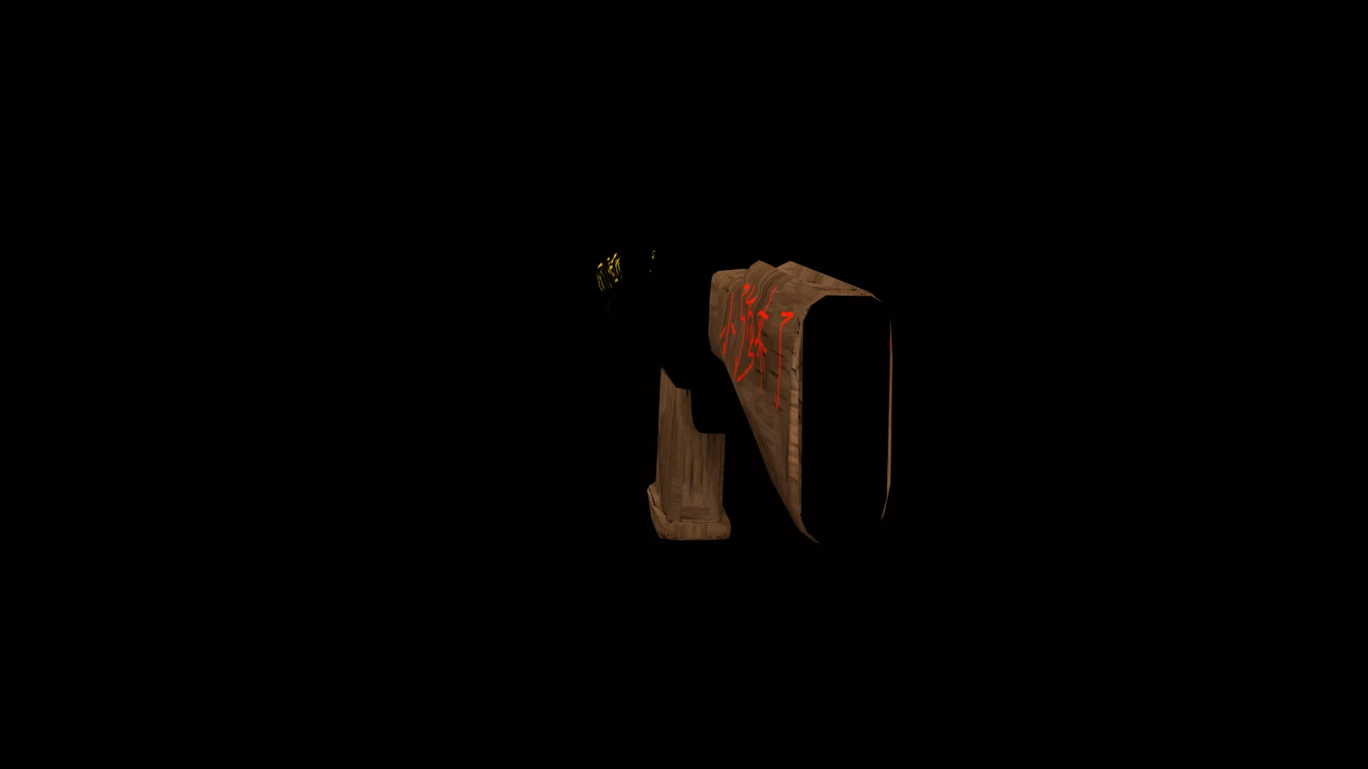 Gun for animation with Chinese script on body Low-poly 3D model