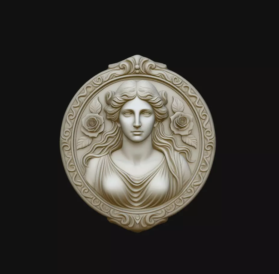 Aphrodite Rose Oval Medallion Pendant 3D Print Model 3D print model