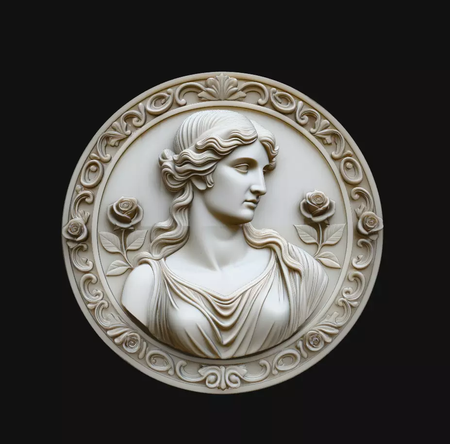Aphrodite Rose Ornate Round Pendant 3D Print Model 3D print model