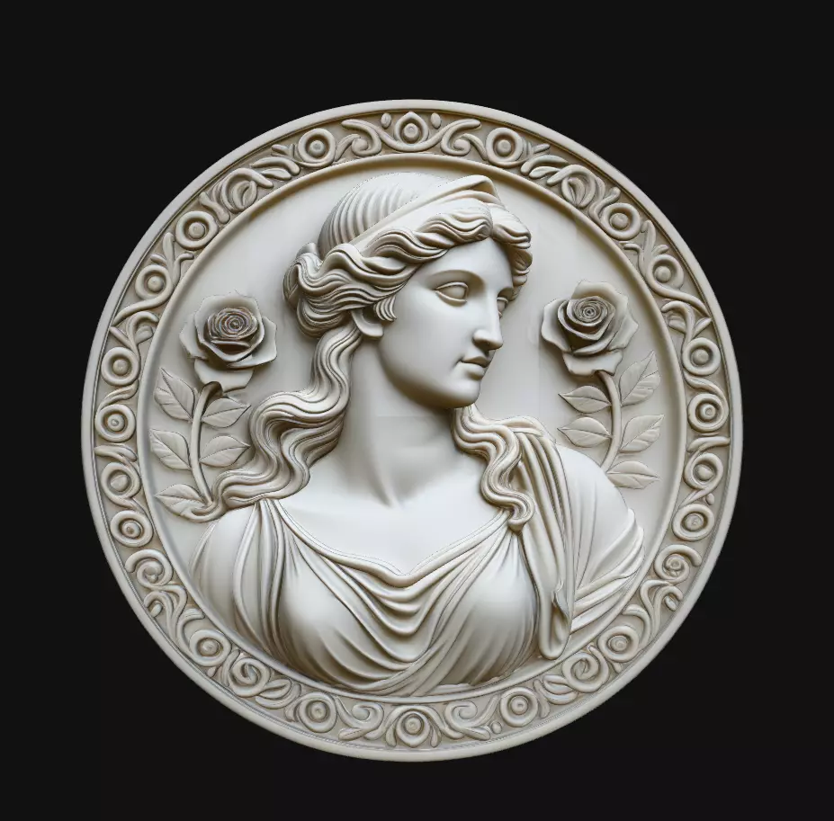 Aphrodite Rose Classical Round Pendant 3D Print Model 3D print model