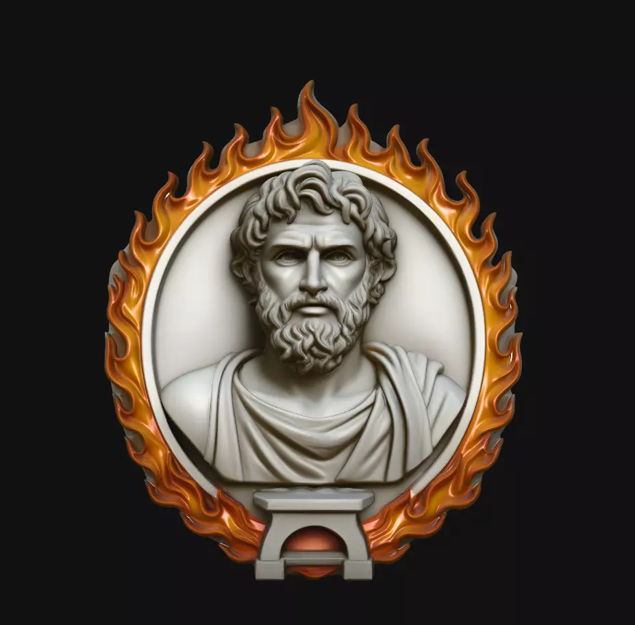 Hephaestus Flame Medallion Pendant 3D Print Model 3D print model
